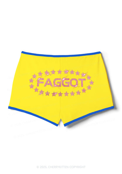 Rhinestone Pink Faggot Stars Pride Y2K Booty Shorts Cherrykitten
