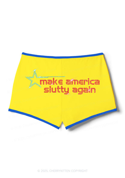 Rhinestone Make America Slxtty Again Y2K Booty Shorts Cherrykitten