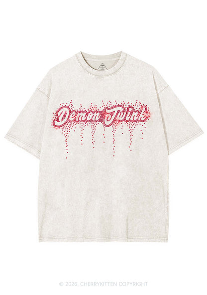 Rhinestone Demon Twink Pride Y2K Shirts Washed Tee Cherrykitten
