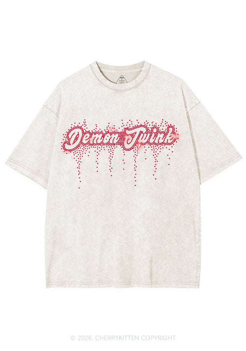 Rhinestone Demon Twink Pride Y2K Shirts Washed Tee Cherrykitten