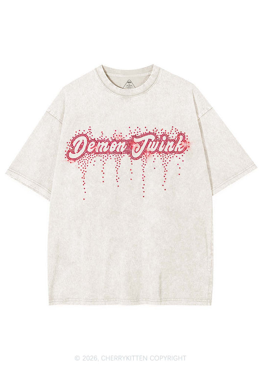 Rhinestone Demon Twink Pride Y2K Shirts Washed Tee Cherrykitten