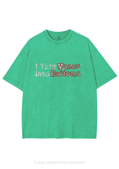 Rhinestone I Turn Mascs Into Bottoms Y2K Shirts Washed Tee Cherrykitten