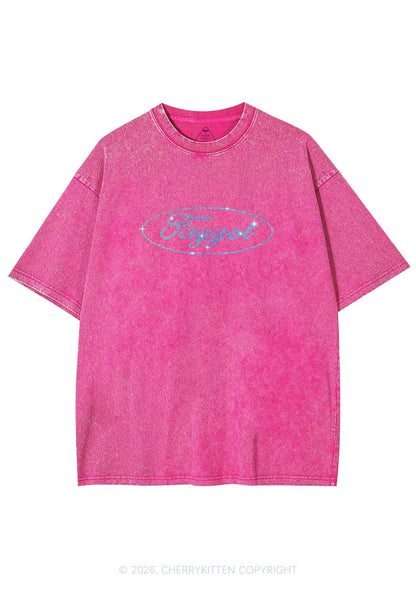 Rhinestone Oval Faggot Pride Y2K Shirts Washed Tee Cherrykitten