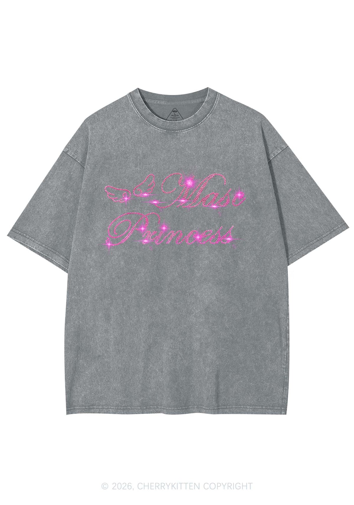 Rhinestone Masc Princess Pride Y2K Shirts Washed Tee Cherrykitten