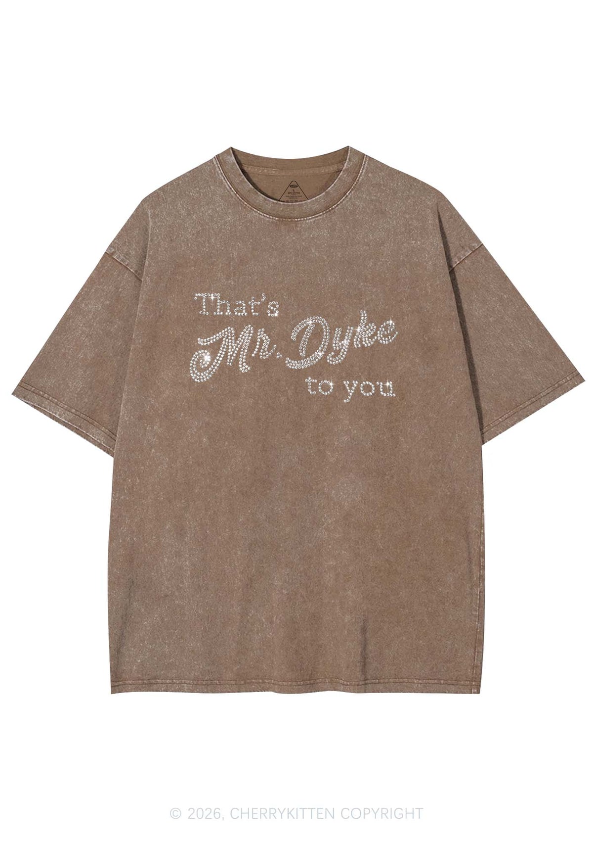 Rhinestone Thats Mr Dyke To You Pride Y2K Shirts Washed Tee Cherrykitten
