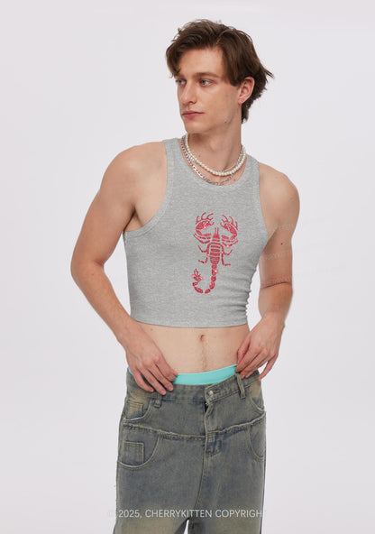 Rhinestone Red Scorpion Y2K Crop Tank Top Cherrykitten