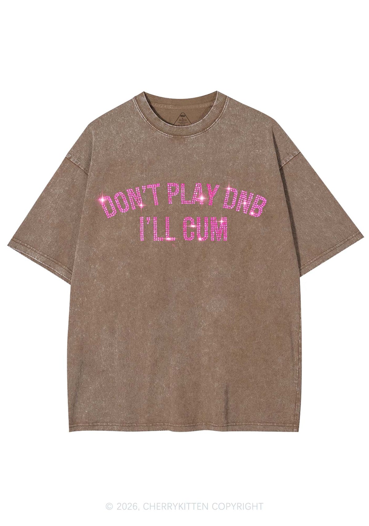 Rhinestone Dont Play DNB Y2K Shirts Washed Tee Cherrykitten