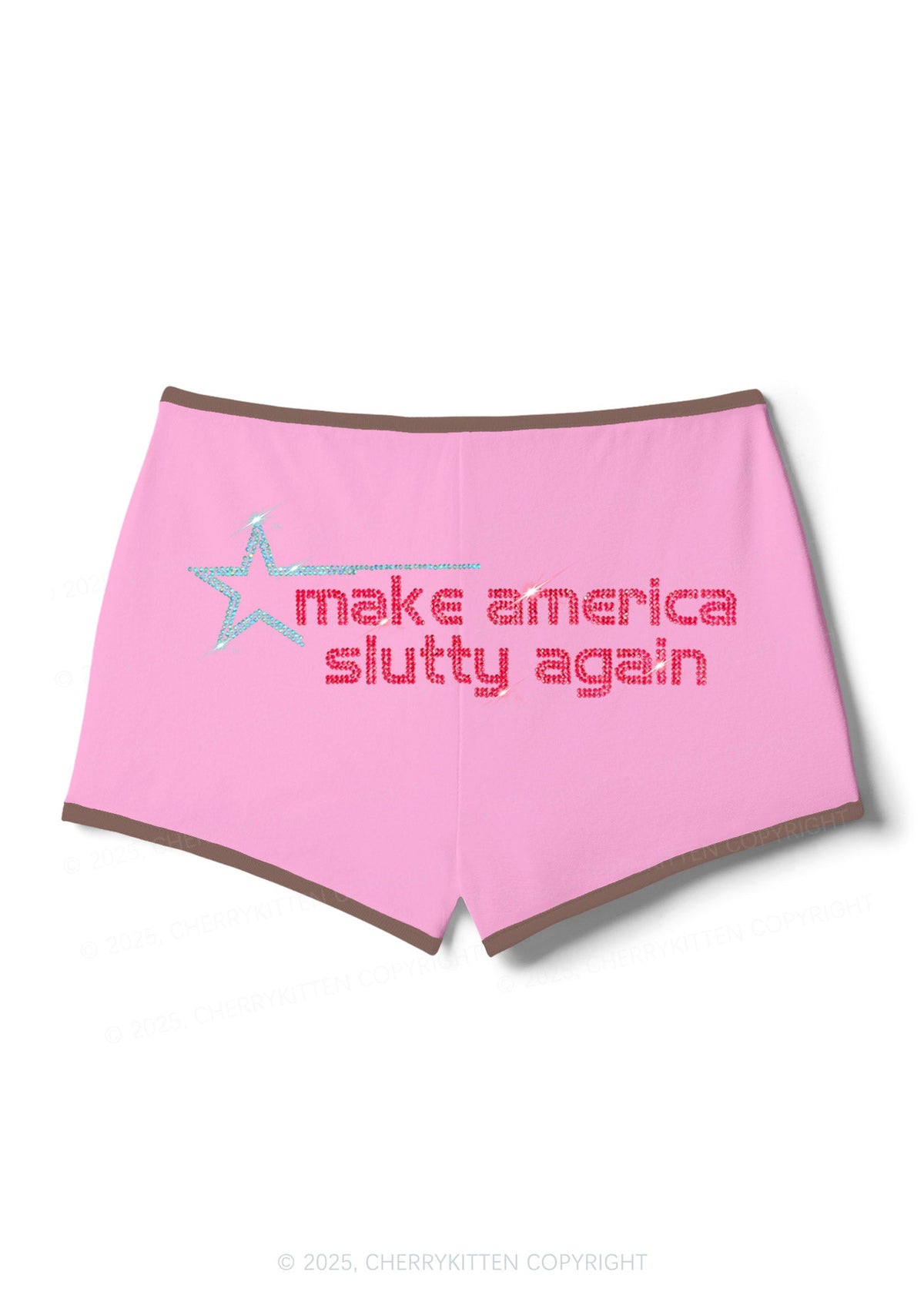 Rhinestone Make America Slxtty Again Y2K Booty Shorts Cherrykitten
