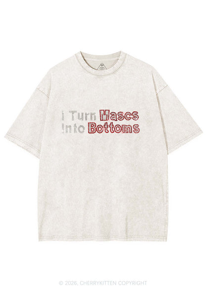 Rhinestone I Turn Mascs Into Bottoms Y2K Shirts Washed Tee Cherrykitten