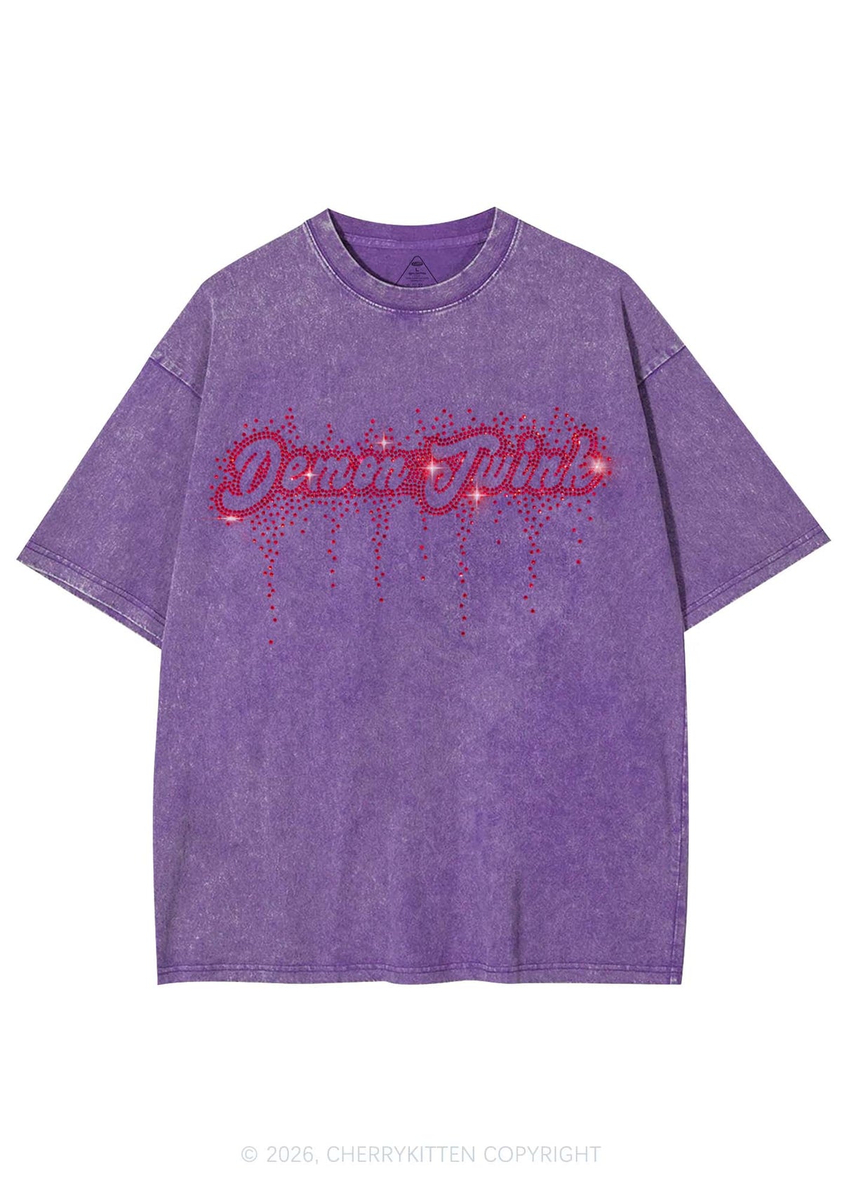 Rhinestone Demon Twink Pride Y2K Shirts Washed Tee Cherrykitten