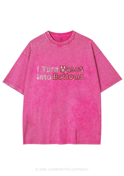 Rhinestone I Turn Mascs Into Bottoms Y2K Shirts Washed Tee Cherrykitten
