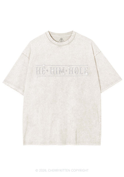 Rhinestone He Him Hole Pride Y2K Shirts Washed Tee Cherrykitten