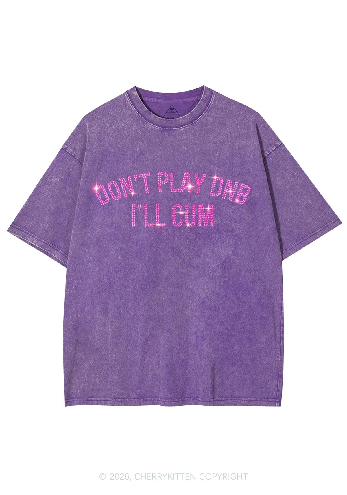 Rhinestone Dont Play DNB Y2K Shirts Washed Tee Cherrykitten