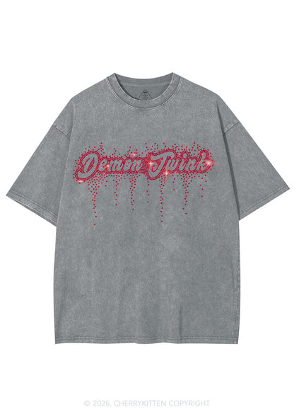 Rhinestone Demon Twink Pride Y2K Shirts Washed Tee Cherrykitten
