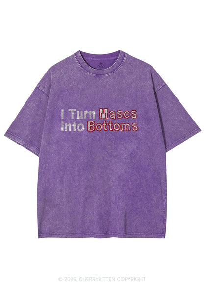 Rhinestone I Turn Mascs Into Bottoms Y2K Shirts Washed Tee Cherrykitten