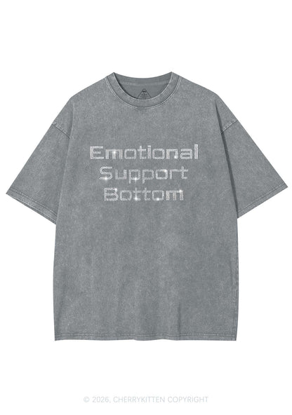 Rhinestone Emotional Support Bottom Pride Y2K Shirts Washed Tee Cherrykitten