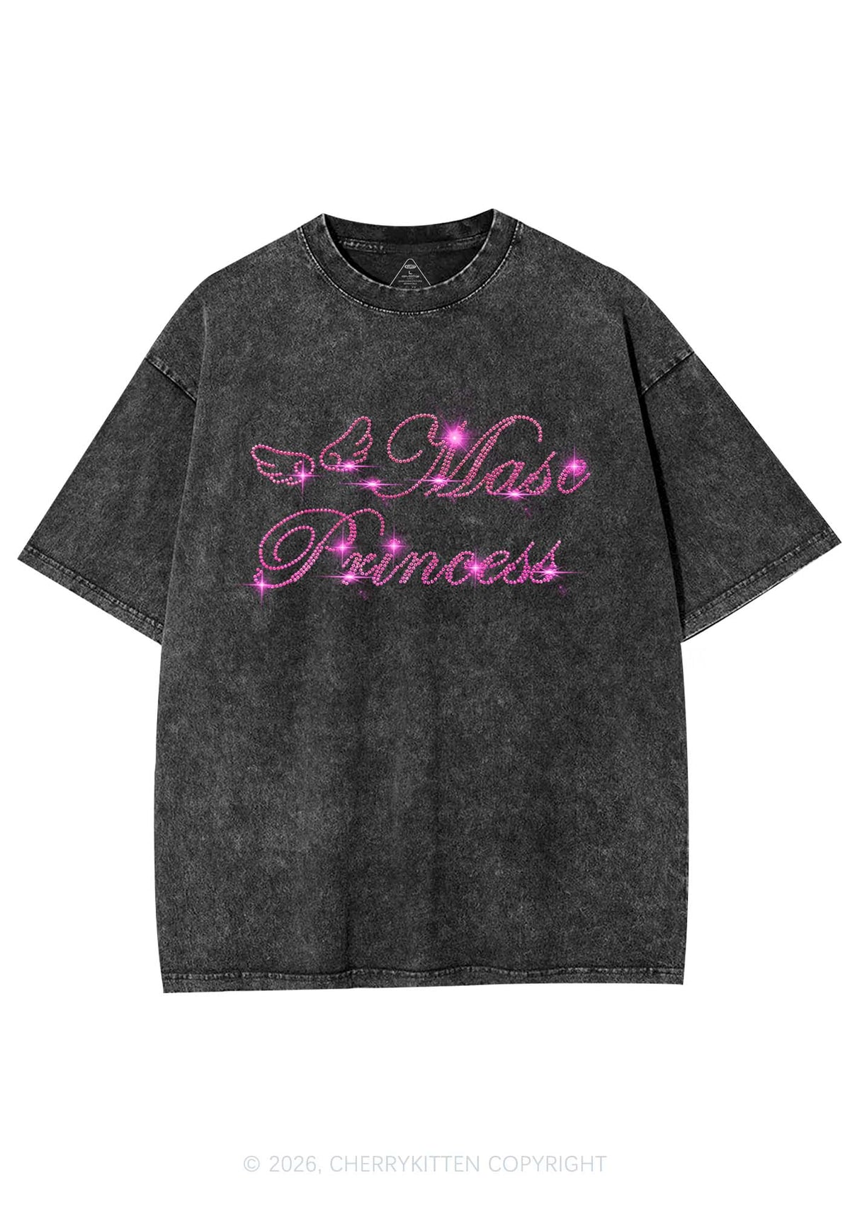 Rhinestone Masc Princess Pride Y2K Shirts Washed Tee Cherrykitten