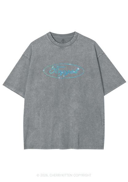 Rhinestone Oval Faggot Pride Y2K Shirts Washed Tee Cherrykitten