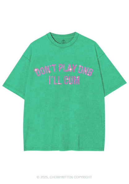 Rhinestone Dont Play DNB Y2K Shirts Washed Tee Cherrykitten
