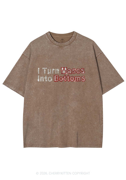Rhinestone I Turn Mascs Into Bottoms Y2K Shirts Washed Tee Cherrykitten