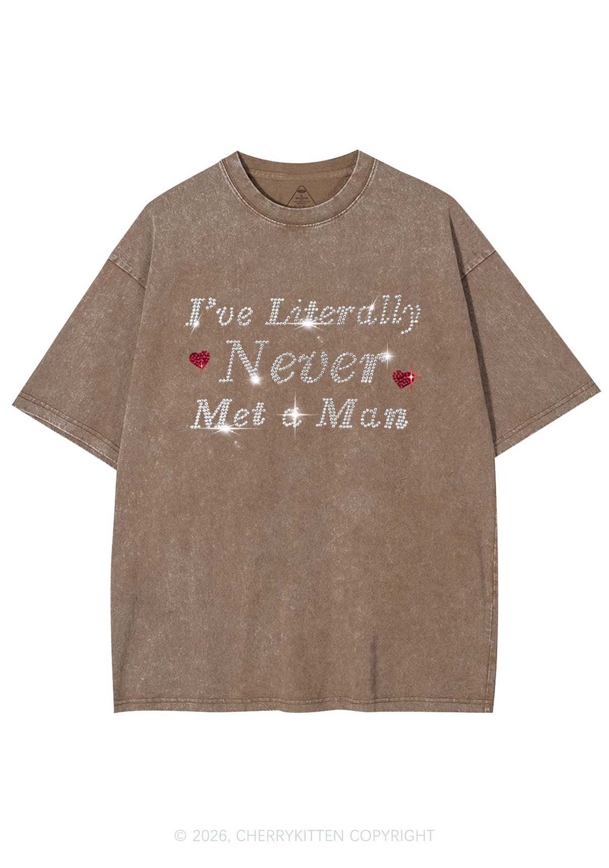 Rhinestone Never Met A Man Pride Y2K Shirts Washed Tee Cherrykitten