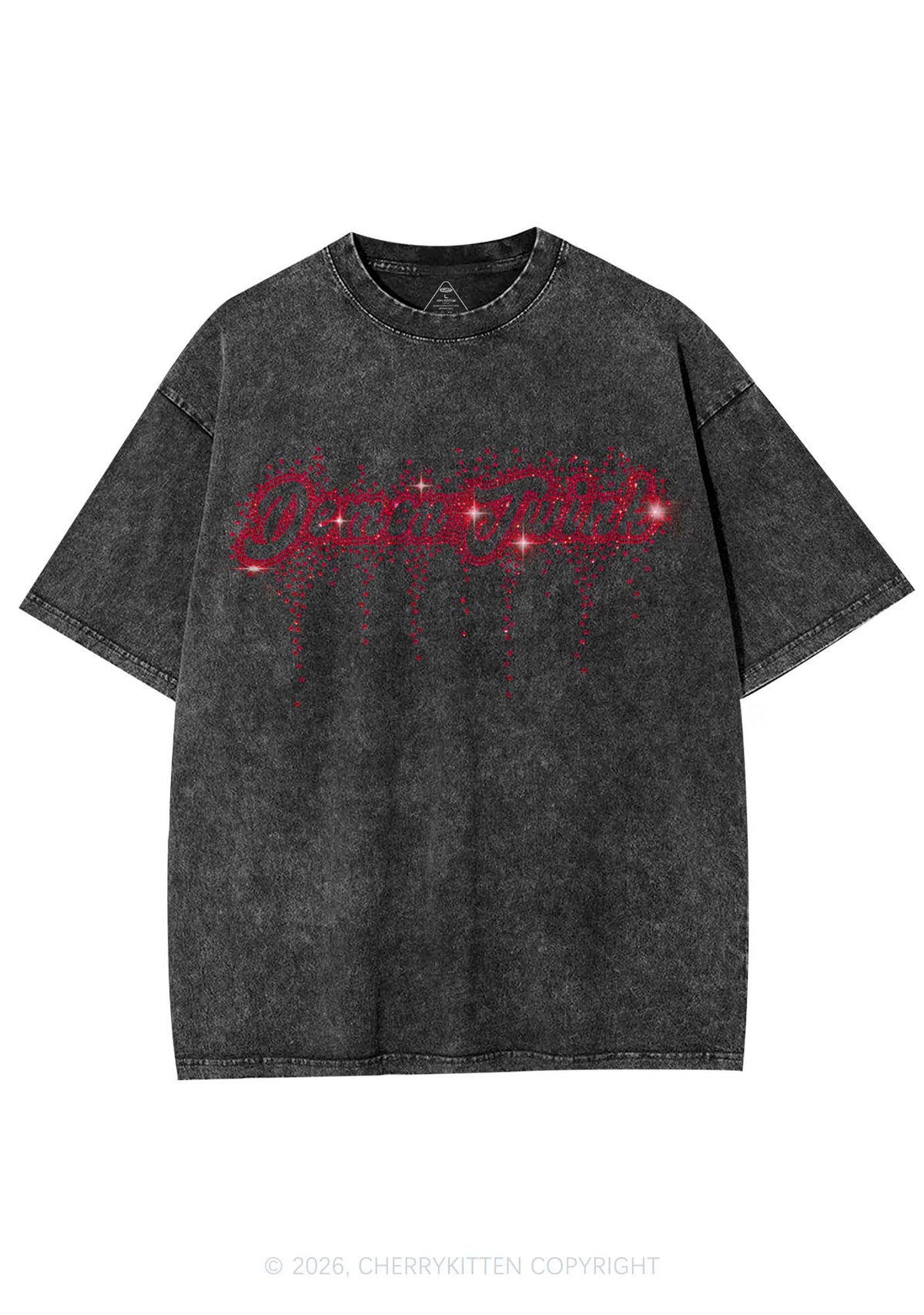 Rhinestone Demon Twink Pride Y2K Shirts Washed Tee Cherrykitten
