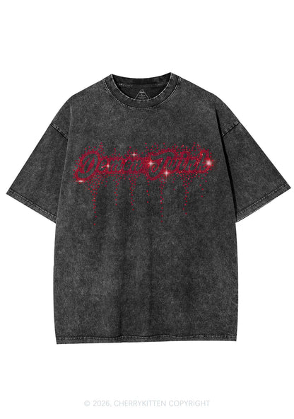 Rhinestone Demon Twink Pride Y2K Shirts Washed Tee Cherrykitten