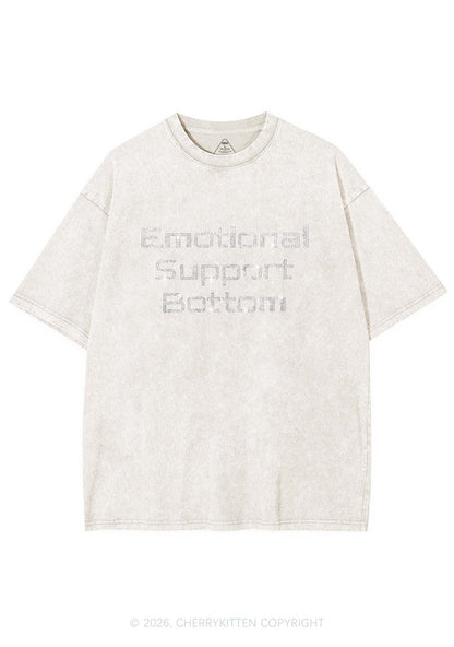 Rhinestone Emotional Support Bottom Pride Y2K Shirts Washed Tee Cherrykitten