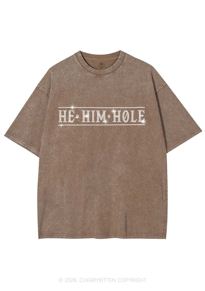 Rhinestone He Him Hole Pride Y2K Shirts Washed Tee Cherrykitten