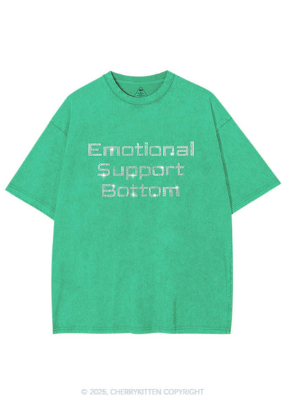 Rhinestone Emotional Support Bottom Pride Y2K Shirts Washed Tee Cherrykitten