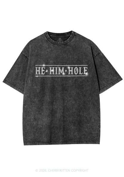 Rhinestone He Him Hole Pride Y2K Shirts Washed Tee Cherrykitten