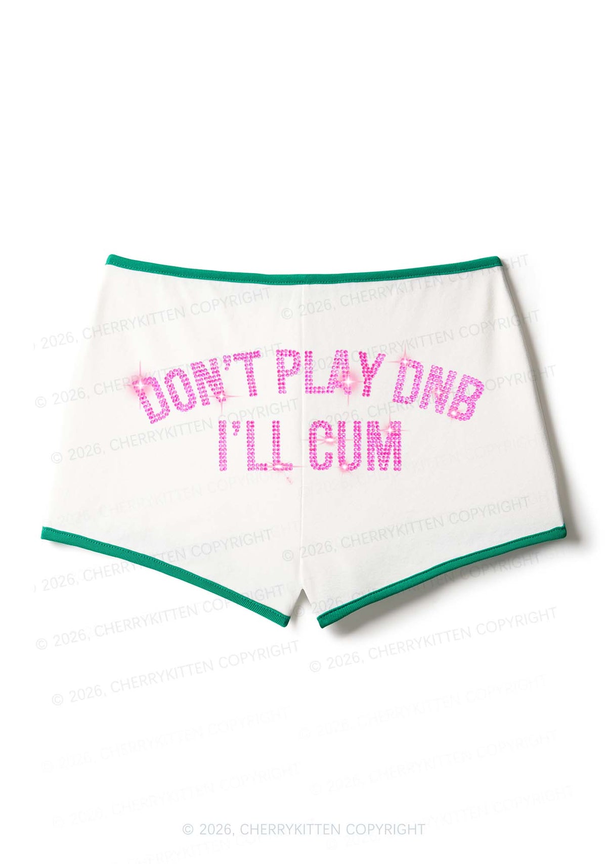 Rhinestone Dont Play DNB Y2K Booty Shorts Cherrykitten