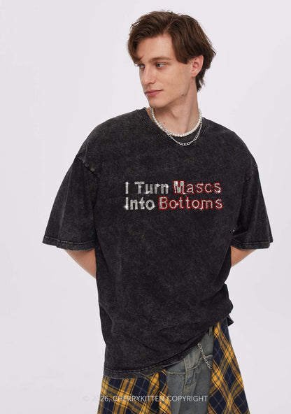 Rhinestone I Turn Mascs Into Bottoms Y2K Shirts Washed Tee Cherrykitten