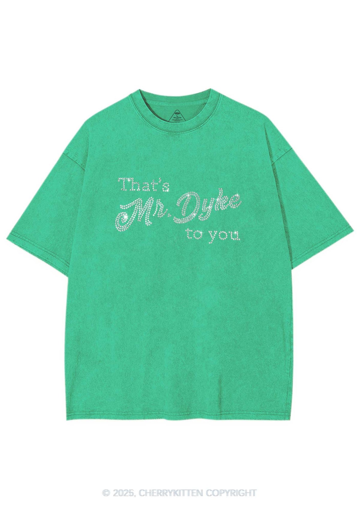 Rhinestone Thats Mr Dyke To You Pride Y2K Shirts Washed Tee Cherrykitten