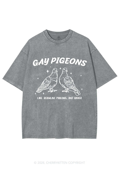 Gay Pigeons Pride Y2K Shirts Washed Tee Cherrykitten
