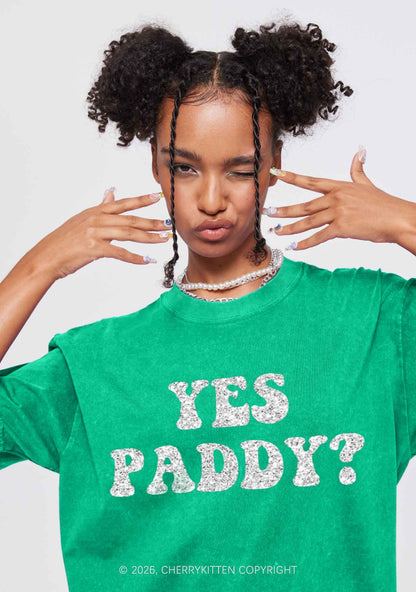 Glitter Yes Paddy St Patricks Y2K Shirts Washed Tee Cherrykitten
