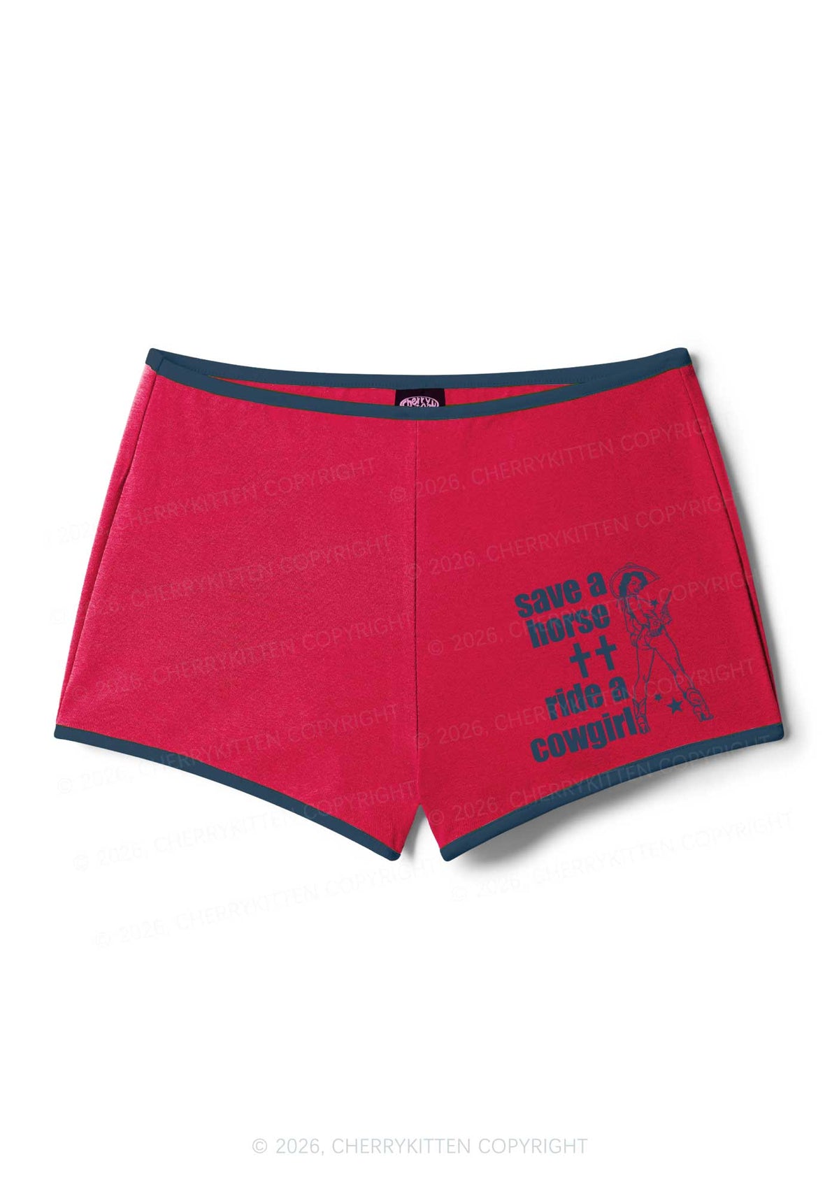 Save Horse Ride Cowgirl Pride Y2K Booty Shorts Cherrykitten