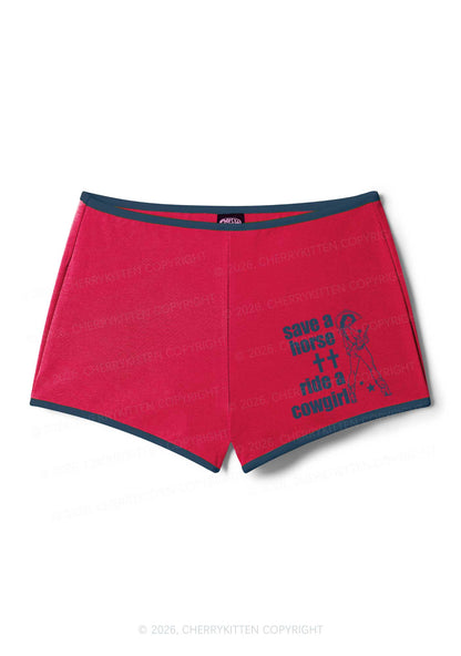 Save Horse Ride Cowgirl Pride Y2K Booty Shorts Cherrykitten