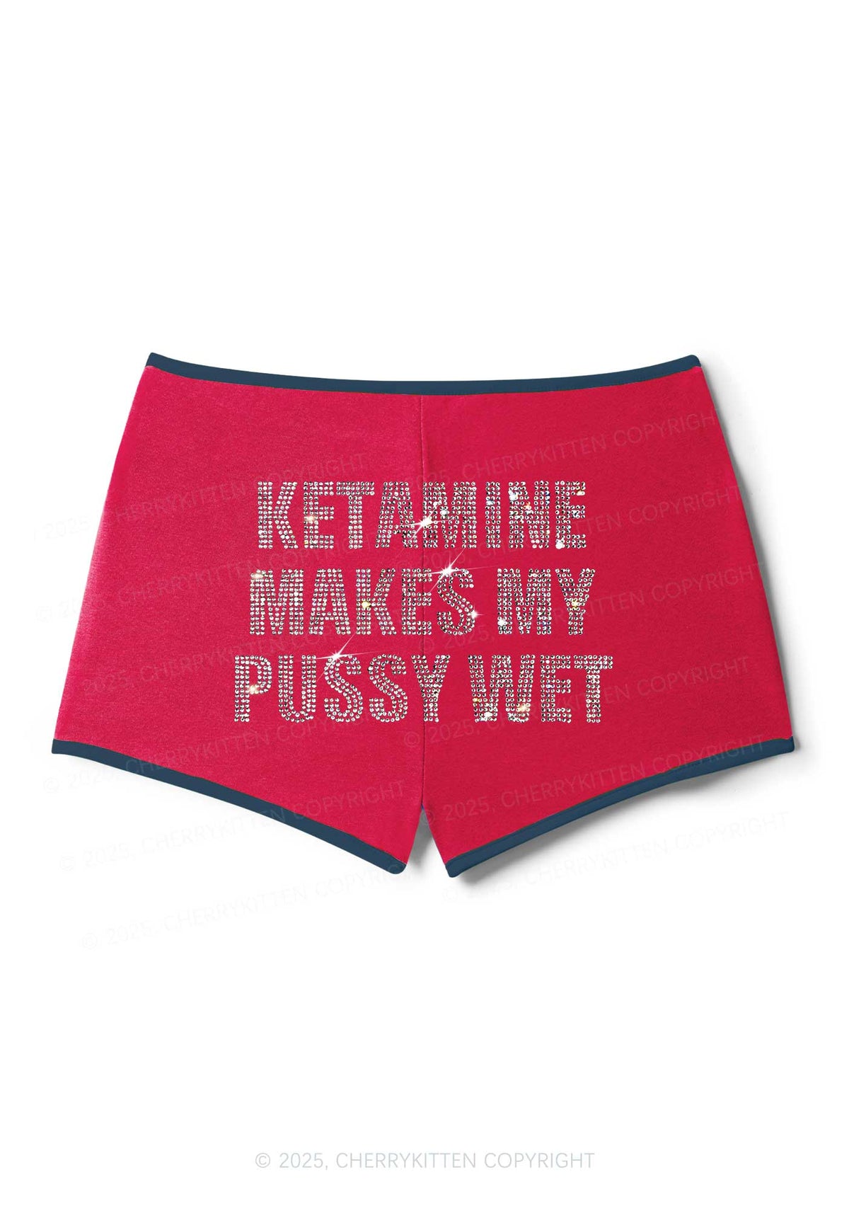 Rhinestone K Makes My Puxxy Wet Y2K Booty Shorts Cherrykitten