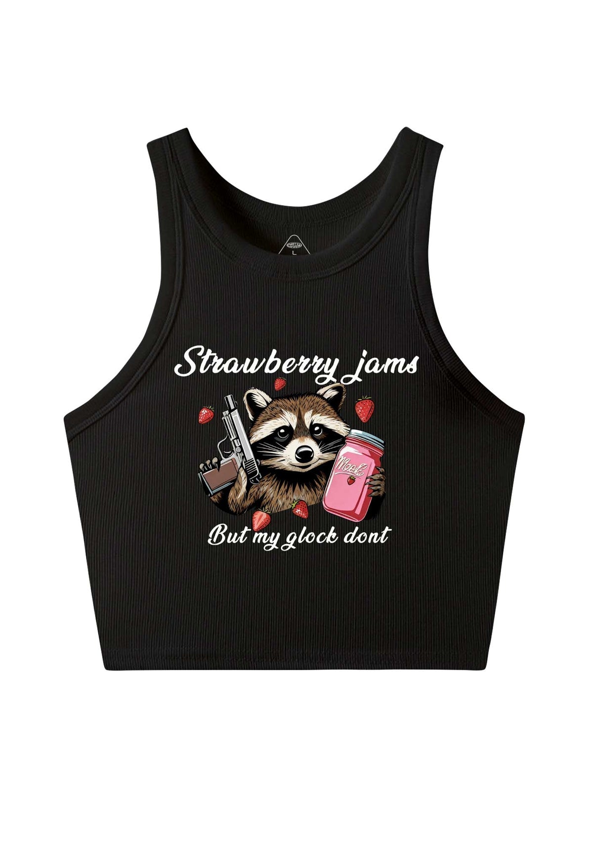 Strawberry Jams Raccoon Y2K Crop Tank Top Cherrykitten