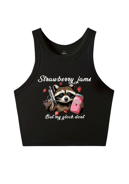 Strawberry Jams Raccoon Y2K Crop Tank Top Cherrykitten