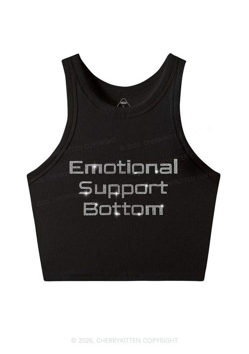 Rhinestone Emotional Support Bottom Pride Y2K Crop Tank Top Cherrykitten