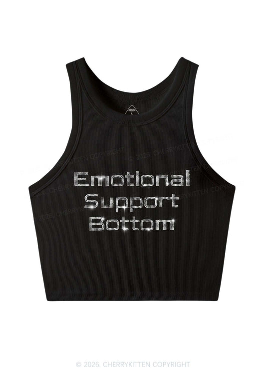 Rhinestone Emotional Support Bottom Pride Y2K Crop Tank Top Cherrykitten