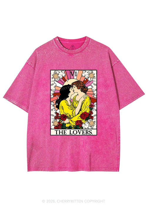 Kissing Lesbians Pride Y2K Shirts Washed Tee Cherrykitten