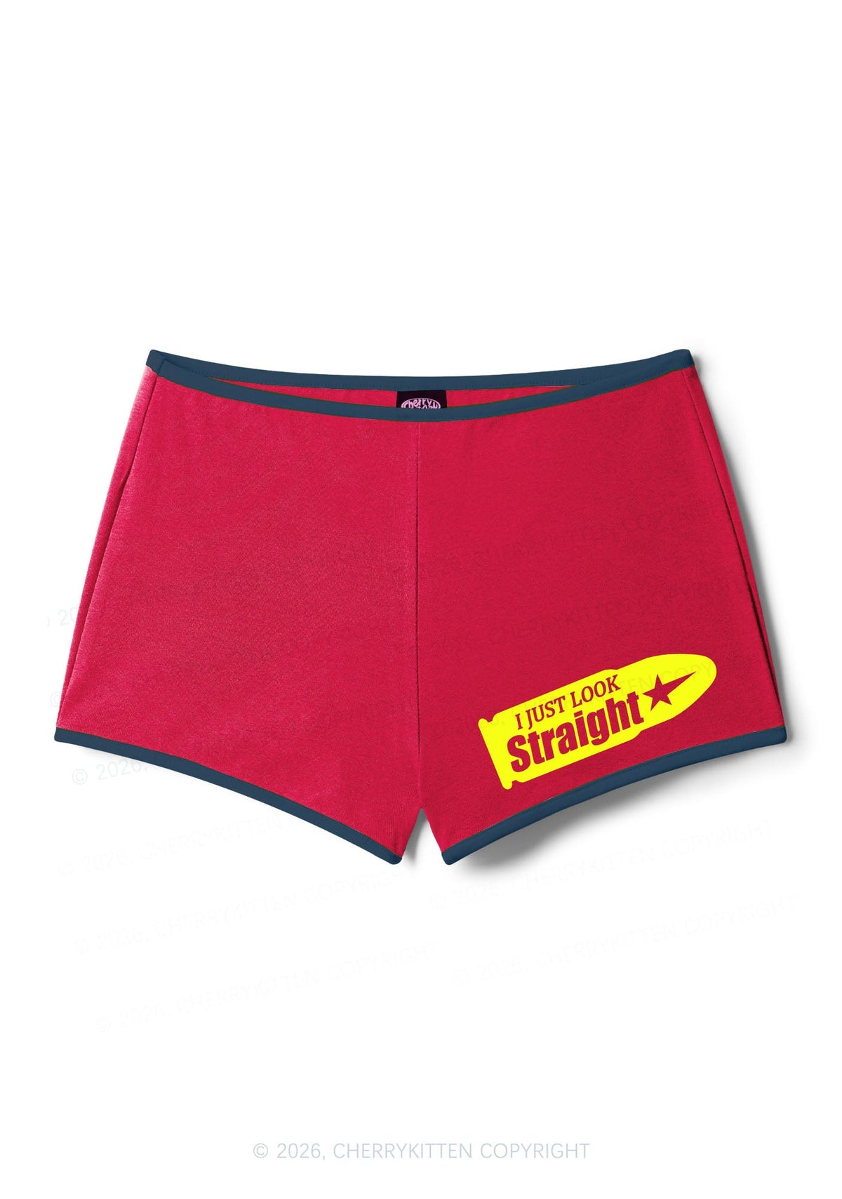 I Just Look Straight Pride Y2K Booty Shorts Cherrykitten