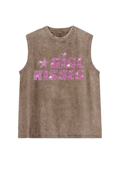 Rhinestone Girl Kisser Pride Y2K Washed Muscle Tank Cherrykitten
