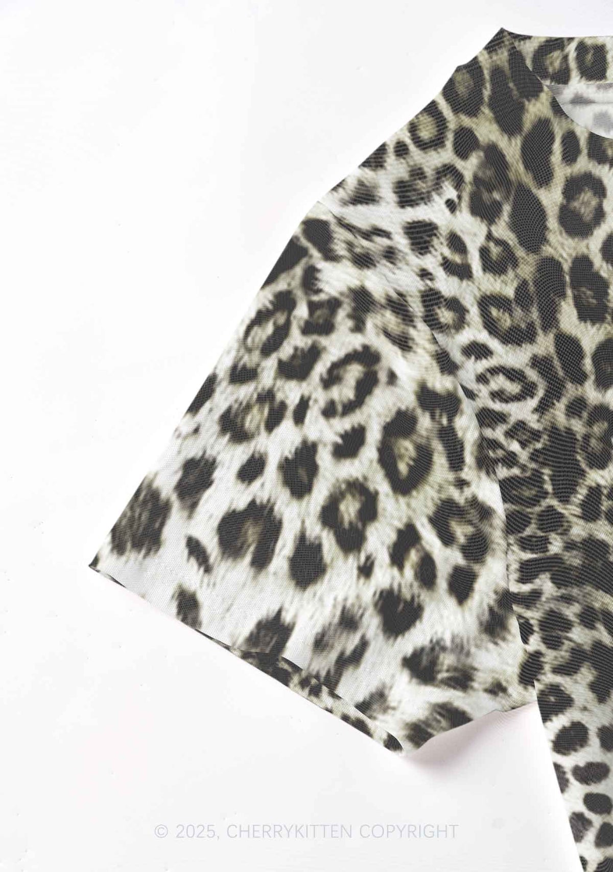 Wild Leopard Y2K Mesh Crop Top Cherrykitten