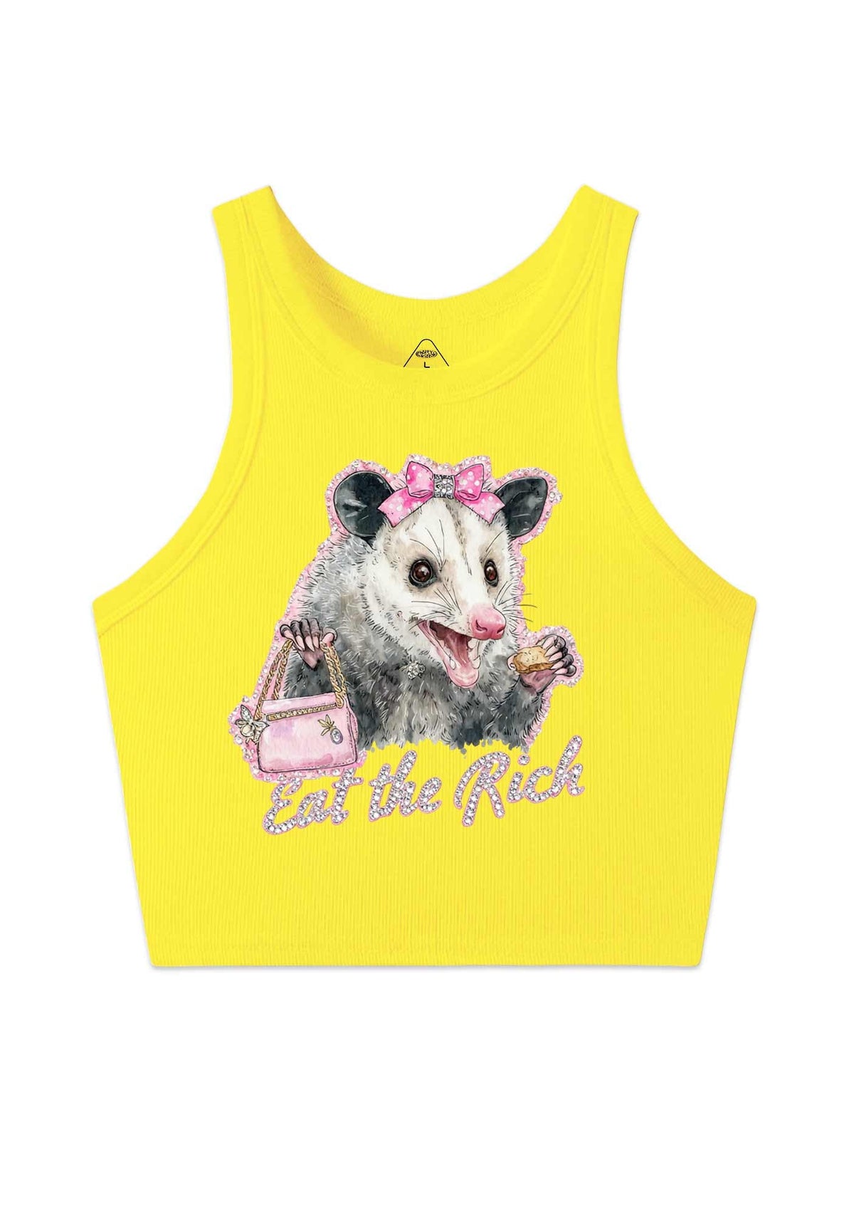 Eat The Rich Possum Y2K Crop Tank Top Cherrykitten