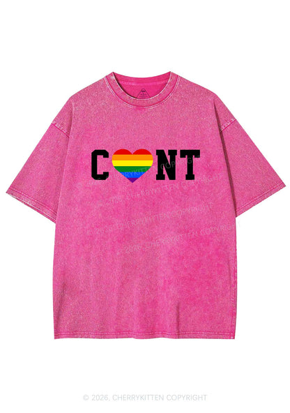 Rainbow Heart Cxxt Pride Y2K Shirts Washed Tee Cherrykitten