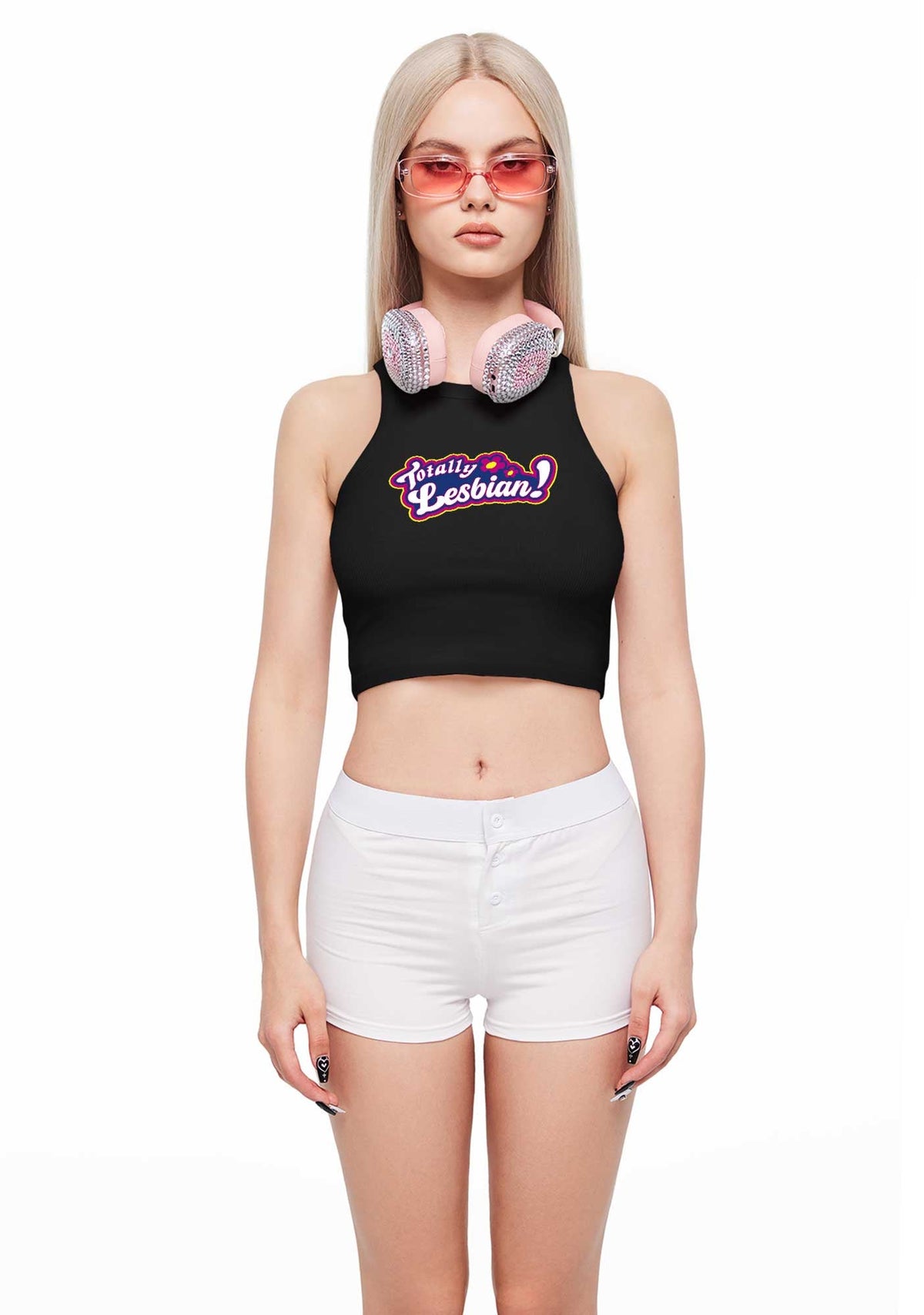 Totally Lesbian Pride Y2K Crop Tank Top Cherrykitten